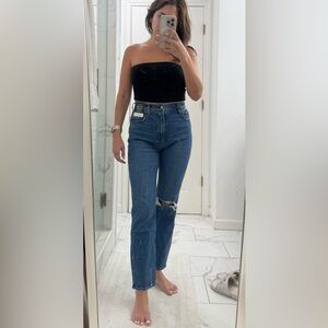 Abercrombie & Fitch Curve Love Ultra High Rise Ankle Straight Jeans